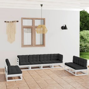 3076480 vidaXL Set mobilier de grădină cu perne, 8 piese, lemn masiv de pin