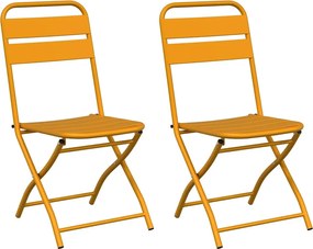 vidaXL Scaun pliabil pentru grădină 2 pcs Muștar 42 x 52 x 82cm