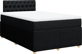vidaXL Pat box spring cu saltea, negru, 120x190 cm, catifea