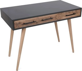 La mâna a doua: Birou Kalune Design 854KLN1502, 105x55 cm, 2 sertare, Finisaj melaminat, Maro / Negru