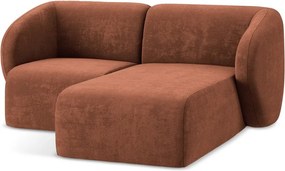 Colțar teracotă cu tapițerie din chenille (cu colț pe partea dreaptă/cu șezlong) Lani – Makamii