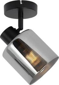 Spot de tavan Art Deco negru cu sticlă fumurie reglabil - Laura