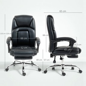 HOMCOM Scaun de birou rabatabil cu suport pentru picioare și capacitate de 120 kg, negru | Aosom Romania