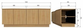 Comodă TV în culoare naturală din lemn de stejar 133x52x45 cm Zuma – WOOOD