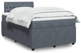 vidaXL Pat box spring cu saltea, gri închis, 120x200 cm, catifea