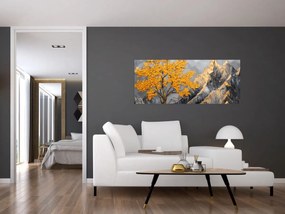 Tablou – Arbore auriu în munți (120x50 cm)