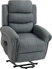 HOMCOM Fotoliu de masaj cu funcție de ridicare, fotoliu relax, cu vibrații, cu funcție de înclinare, aspect in, gri | Aosom Romania