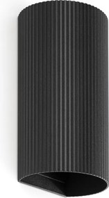 Aplica perete aluminiu striat negru, 2xGU10, SOLE round