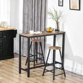 Set masa de bar industrial HOMCOM, masa dreptunghiulara cu 2 scaune | Aosom RO