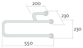 Maner Cersanit, Etiuda, de sprijin, de stanga, 55 cm, inox