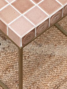 Masuta laterala, din metal si ceramica, pink Algarve