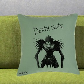 Perna Personalizata Death Note Ryuk Shinigami Alb-Negru, 40x40 cm, Verde, Husa Detasabila, Perna Inclusa, BEKZ®