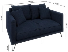 Canapea albastru-închis cu tapițerie din chenille 140 cm Freya – Ropez