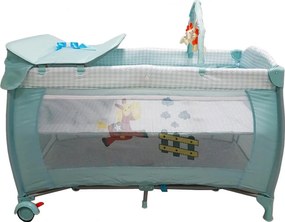 Patut pliant transformabil in tarc copii Baby Care™ NEST, 60X120 cm, 2 Niveluri, Masa infasat, Jucarie Carusel cu jucarii din plus, Fermoar acces