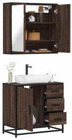 vidaXL Set mobilier de baie, 2 piese, stejar maro, lemn prelucrat