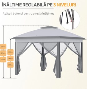 Outsunny Foișor Pliabil cu Plasă de Țânțari, Baldachin Dublu, Înălțime Reglabilă și Geantă, 330x330x288 cm, Bej | Aosom Romania
