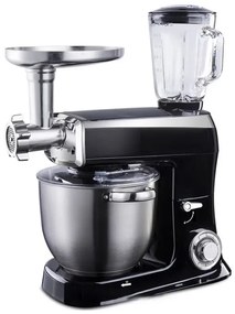 Robot de bucatarie 3in1 Royalty Line PKM2100BG, 2100W Max, 7.5 L, Blender, Mixer planetar, Masina de tocat, 6 trepte+Pulse, Negru