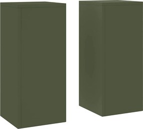 vidaXL Suport pentru plante 2 pcs Olivengrønn 24 x 24 x 55 cm Oțel