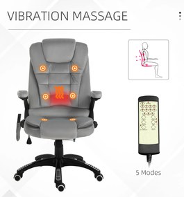 Vinsetto Scaun de birou cu masaj vibrator, Scaun ergonomic de birou cu funcție de încălzire, întindere, reglabil pe înălțime, scaun de director cu telecomandă, buzunar lateral, aspect de catifea, maro | Aosom Romania