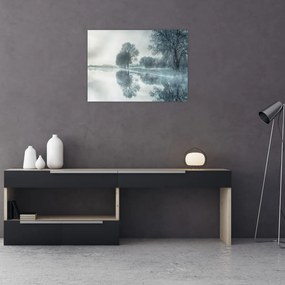 Tablou pe sticlă cu natura iarna (70x50 cm)