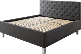 Boxspring 180x200 cm, cu lada de depozitare și somiere incluse, culoare gri închis