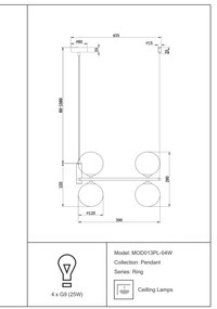 Lustra design modern cu 4 surse de lumina Ring alba MYMOD013PL-04W