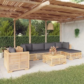 3100862 vidaXL Set mobilier grădină cu perne, 7 piese, lemn masiv de tec