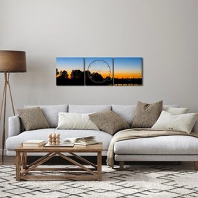 Tablou cu apus de soare (cu ceas) (90x30 cm)