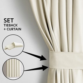 Draperie crem dimout (semi-opacă) din catifea 140x270 cm Pleat – Restilo