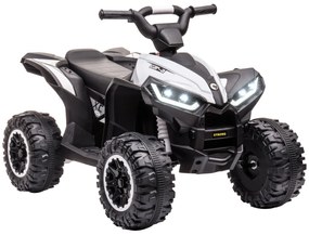 HOMCOM ATV Electric pentru Copii, Motocicletă pentru Copii cu Motor Dublu, 2 Viteze, Roți Late și Faruri LED, 83x53x55.5 cm, Alb | Aosom Romania