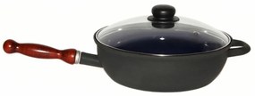 Sfinx Tigaie smaltată cu capac și mâner din lemnBSE, 26 cm, 2,8 l