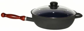 Sfinx Tigaie smaltată cu capac și mâner din lemnBSE, 26 cm, 2,8 l
