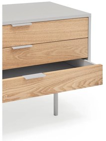 Comodă TV gri/în culoare naturală cu aspect de lemn de stejar 180x52 cm Sierra – Teulat