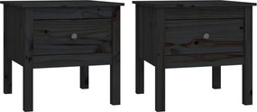 vidaXL Mese laterale, 2 buc., negru, 50x50x49 cm, lemn masiv de pin