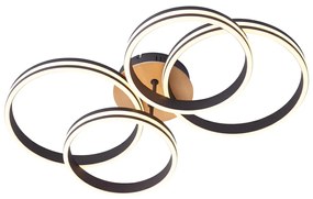 Plafonieră din lemn cu LED, cu 3 trepte de intensitate, cu 4 lumini - Navara