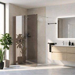 Paravan de dus fumuriu Rea Flexi Brown 140 cm crom