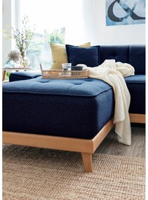 Canapea extensibilă în formă de "U" cu șezlong pe partea dreaptă Miuform Dazzling Daisy, albastru petrol