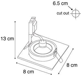 Set de 6 spoturi încastrate moderne aurii pătrate IP44 - Xena