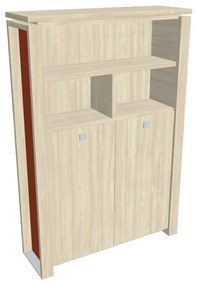 Dulap înalt pentru haine Verno+ S 140 x 46 x 210 cm, cu rafturi, salcâm / portocaliu