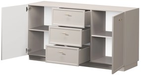 Comodă Lorini 150 cm cu sertare - cașmir / mânere aurii T-bar