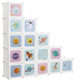 Organizator pentru copii, 123 x 31 x 123 cm, polipropilena, alb, Songmics