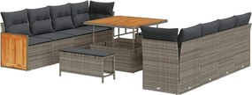 vidaXL Set de canapele pentru grădină cu pernă 12 pcs Gri poliratan