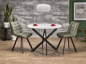 Masă de sufragerie Edgaro 2 (marmură albă + negru) (pentru 4 persoane). Promo -6%. 1092384