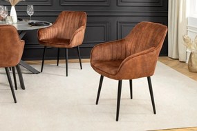 Set de 2 scaune elegante Turin catifea maro ruginiu