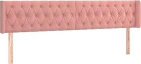 vidaXL Tăblie de pat cu aripioare roz 203x16x78/88 cm catifea