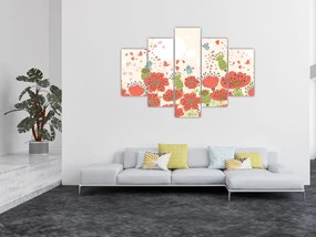 Tablou - Păsări pe o pajiște înflorită (150x105 cm)