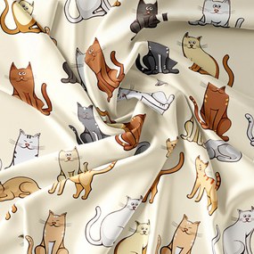 Lenjerie de pat din microfibra crem, COLORED CATS Dimensiune lenjerie de pat: 2 buc 70 x 90 cm | 200 x 220 cm