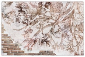 Tablou - Frescă florală pe un perete de cărămidă (90x60 cm)