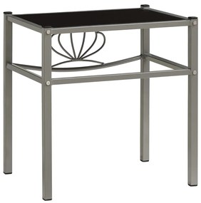 325109 vidaXL Noptiere, 2 buc., gri și negru, metal și sticlă