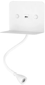 Veioză LED flexibilă cu raft și încărcare USB ONLI PLAK LED/1W/230V alb